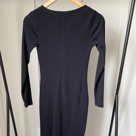 Fitted Long-Sleeve Rib-Knit Henley Midi Dress XS - Old Navy - Picture 2 of 4